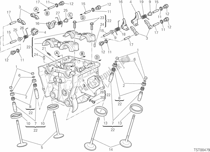 Toutes les pièces pour le Culasse Verticale du Ducati Superbike 848 EVO Corse SE USA 2012